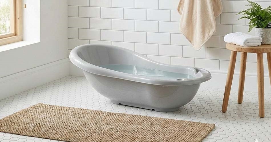 Babybadekar fylt med vann